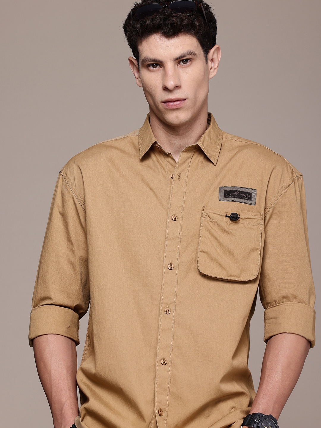 

The Roadster Life Co. Pure Cotton Relaxed Fit Casual Shirt, Khaki
