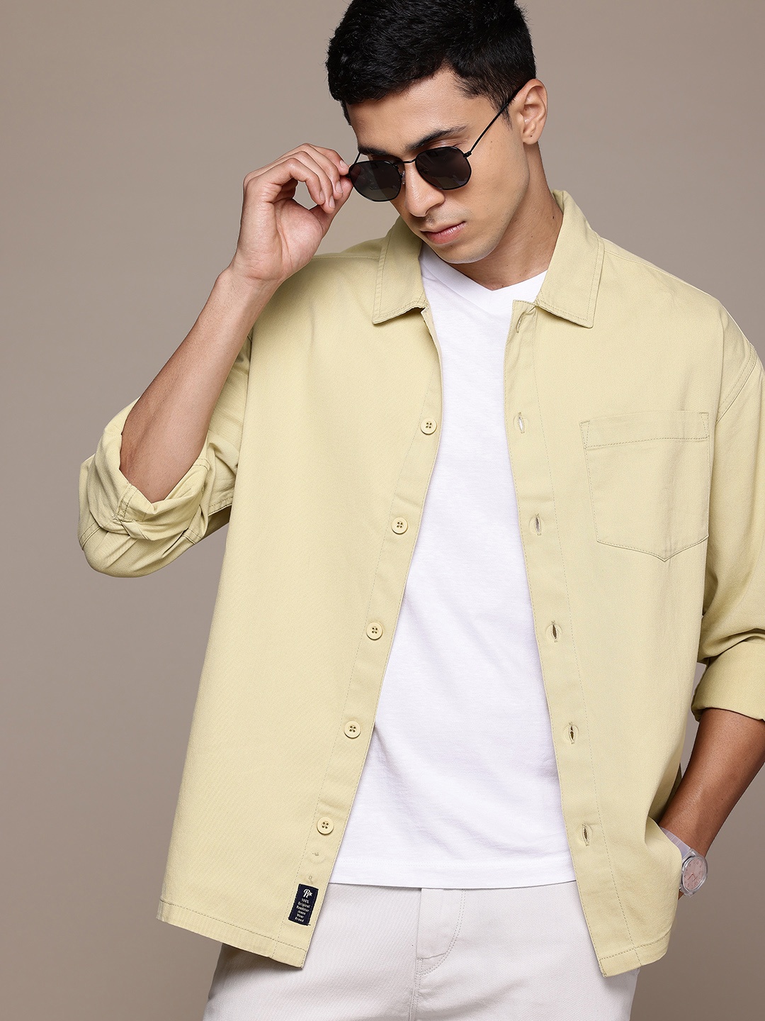 

The Roadster Lifestyle Co. Pure Cotton Relaxed Fit Shacket, Green