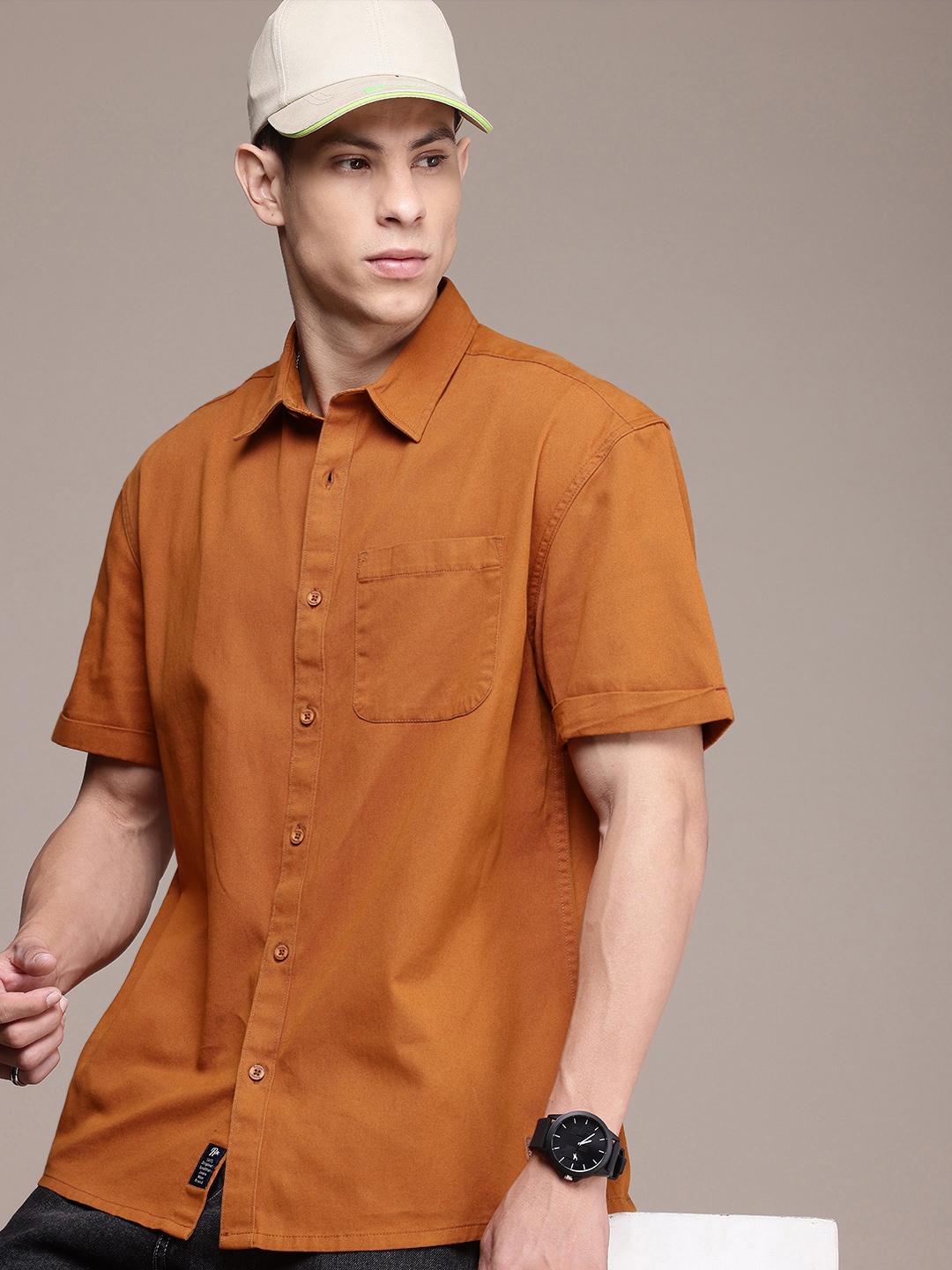 

The Roadster Life Co. Pure Cotton Relaxed Fit Opaque Casual Shirt, Rust