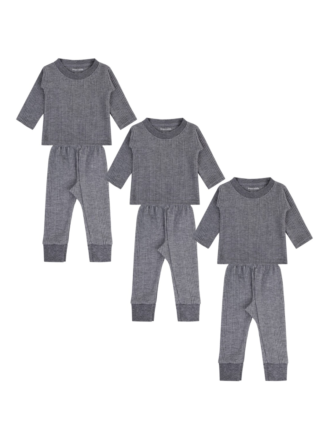 

Superminis Infants Ribbed Cotton Thermal Set, Grey