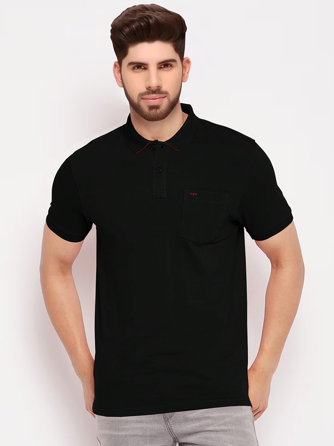 

ColorPlus Polo Collar Tailored Fit Pure Cotton T-shirt, Black