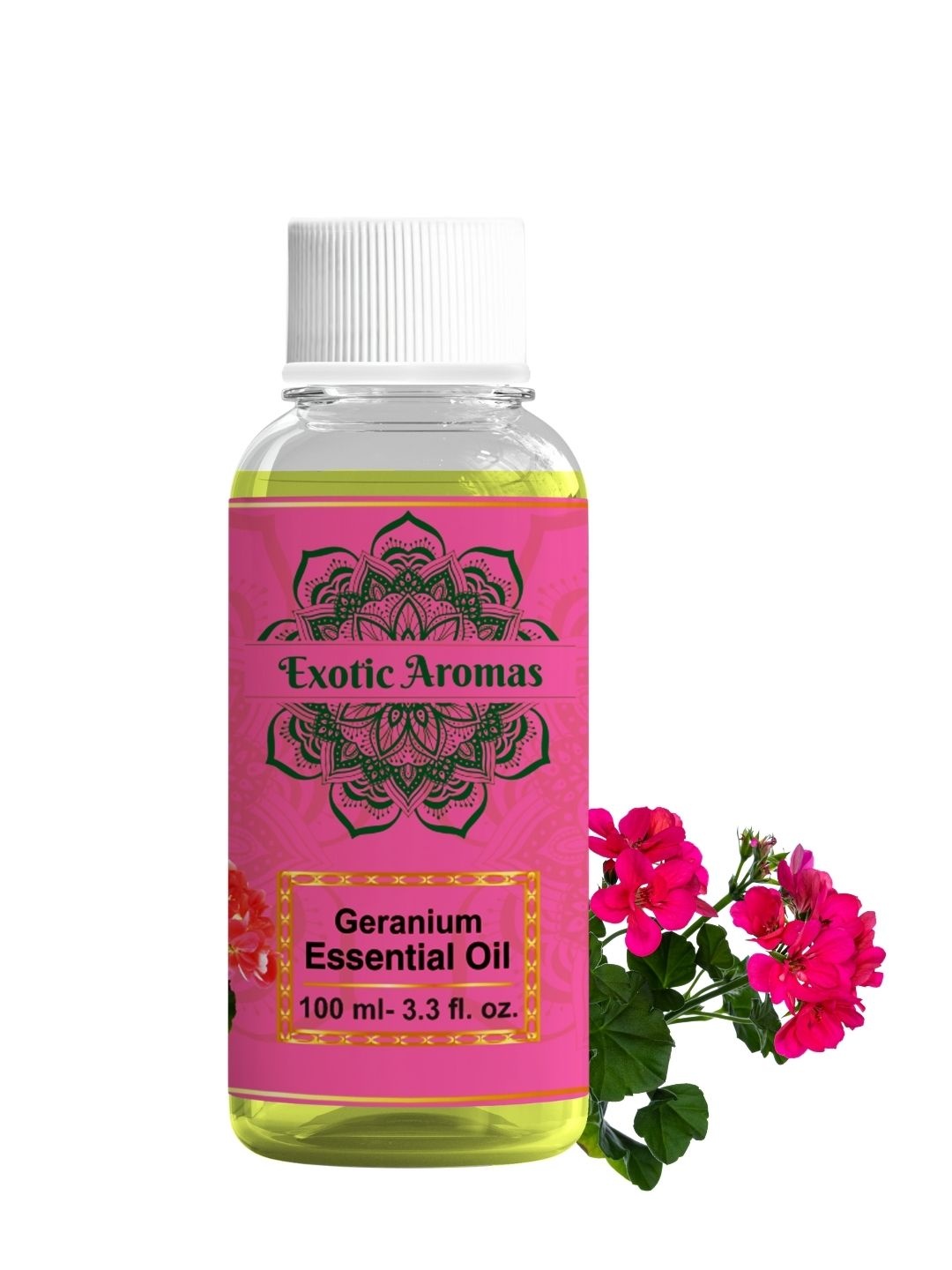 

EXOTIC AROMAS Geranium Essential Oil For Healthy Hair Face Skin & Diffuser 100ml, Pink