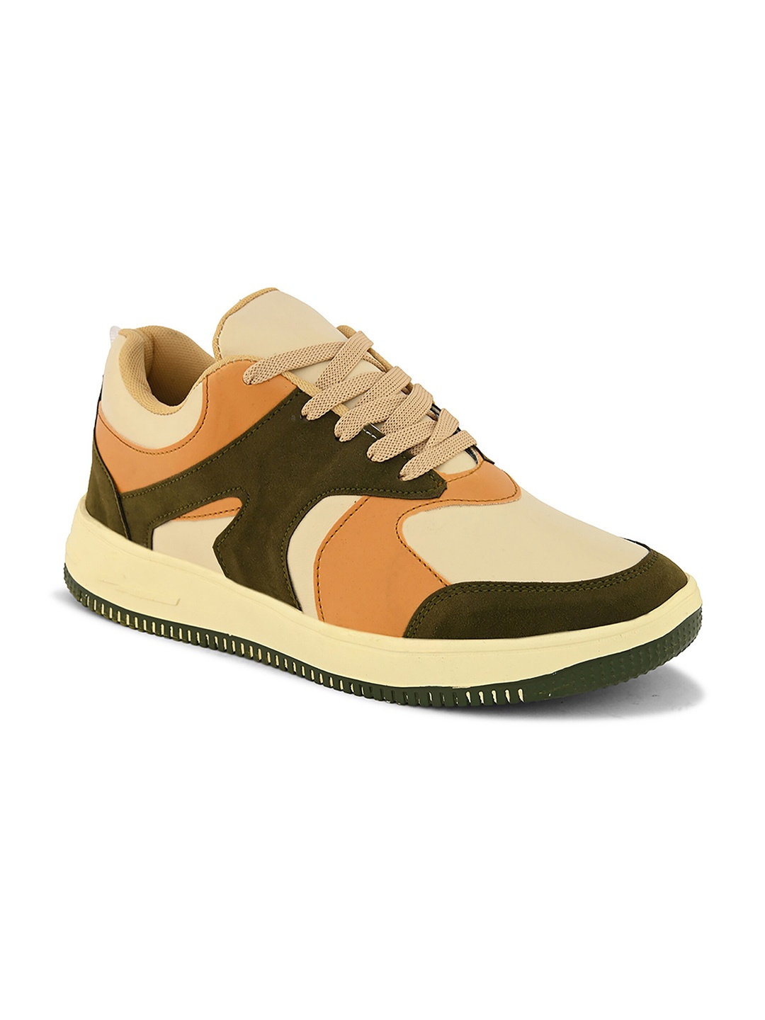

John Karsun Men Colourblocked Lightweight Sneakers, Beige