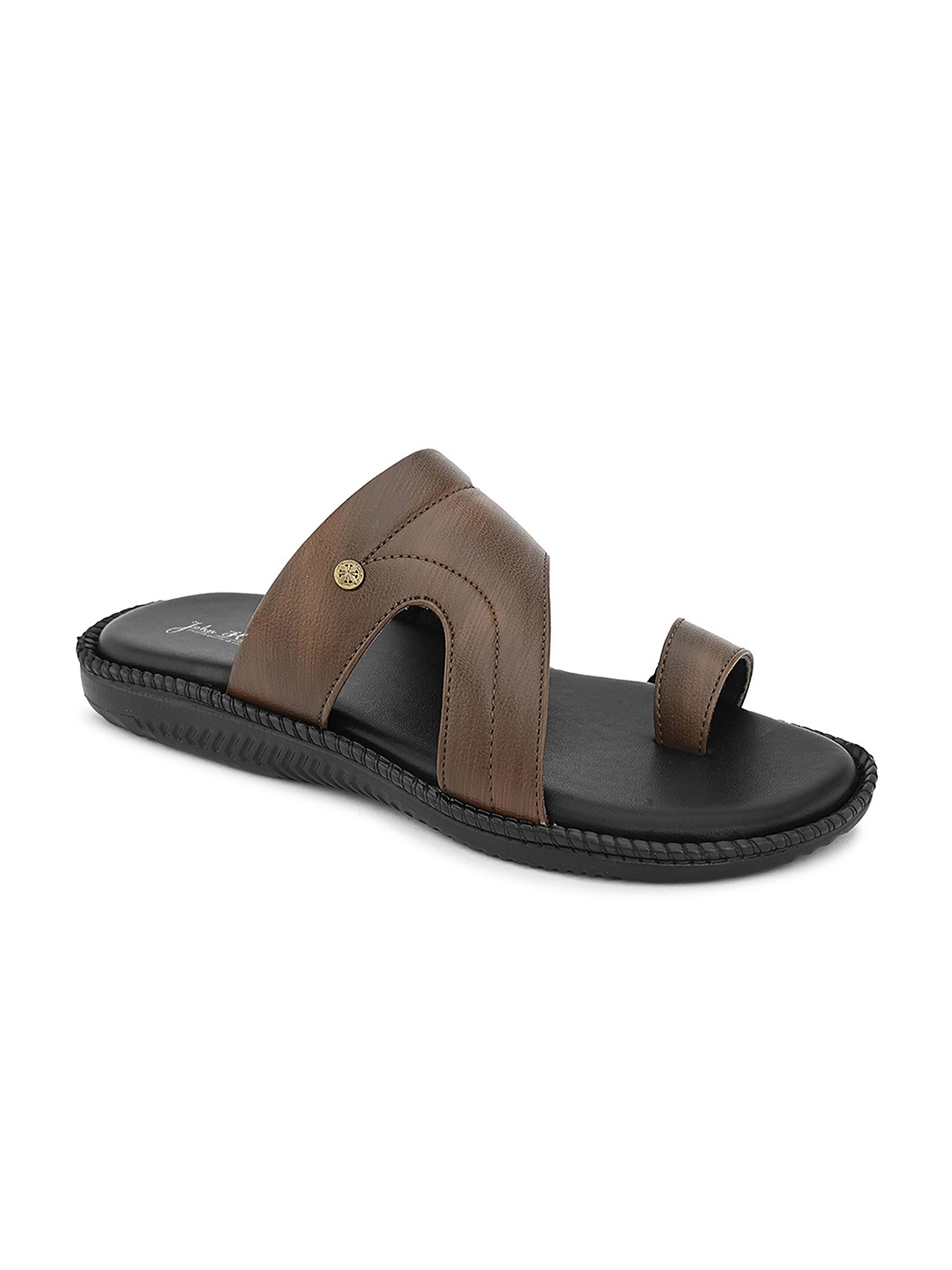 

John Karsun Men Textured One Toe Comfort Sandals, Brown