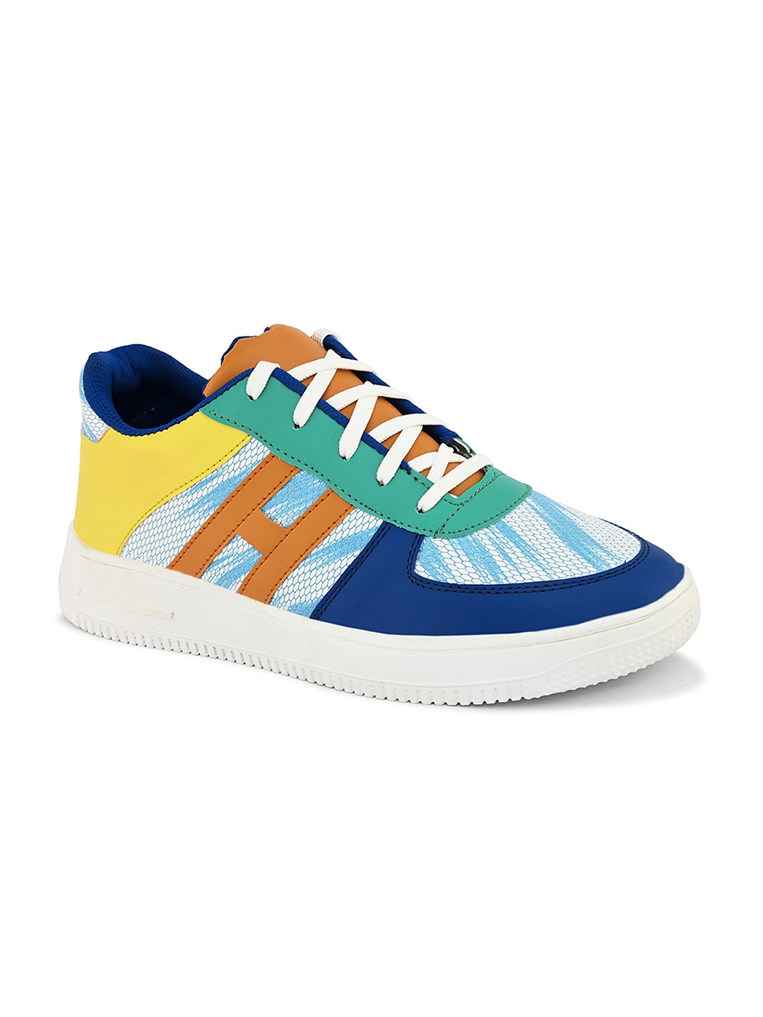 

John Karsun Men Colourblocked Lightweight Lace-Up Sneakers, Blue