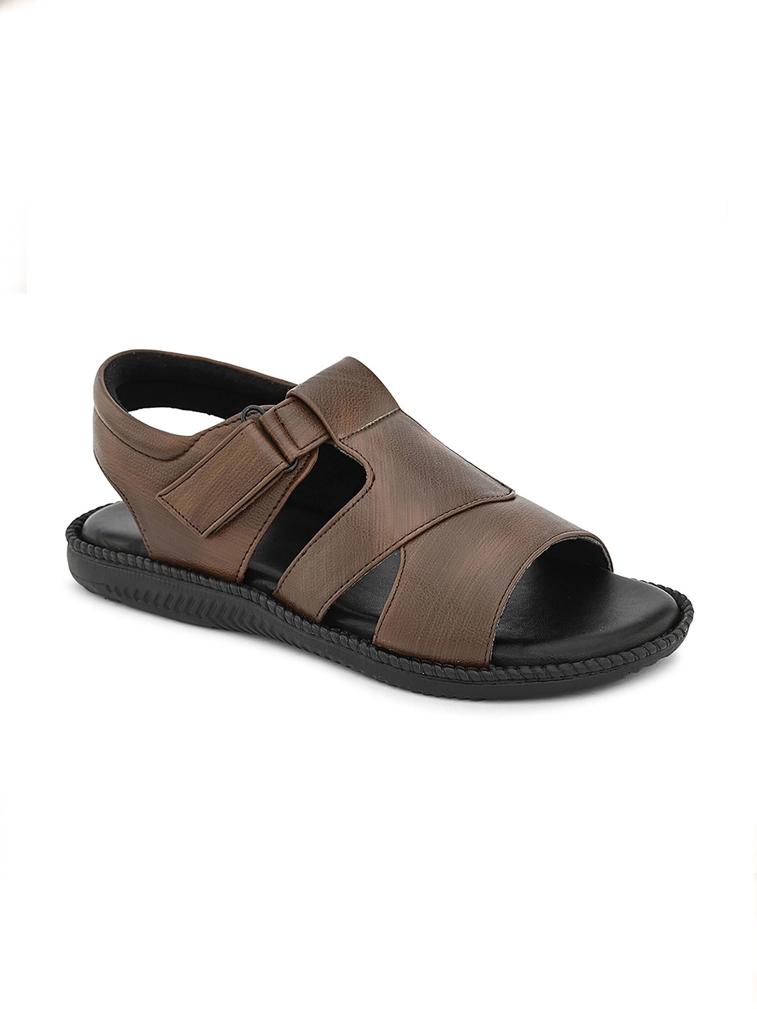 

John Karsun Textured Velcro Comfort Sandals, Brown