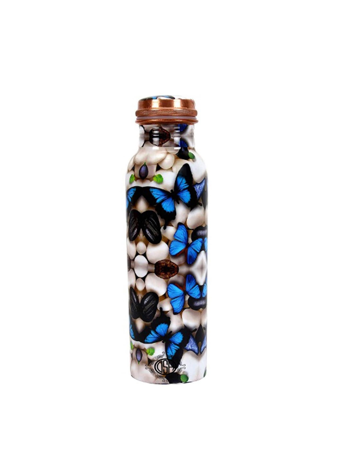 

DSH Crafting Your Curiosity White & Blue Printed Copper Water Bottle 900ml