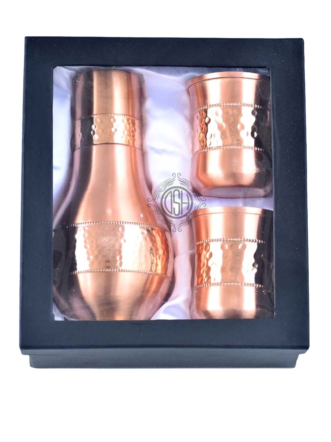

DSH Crafting Your Curiosity Brown 3 Pieces Pure Copper Water Bottle with Tumblers 900 ml