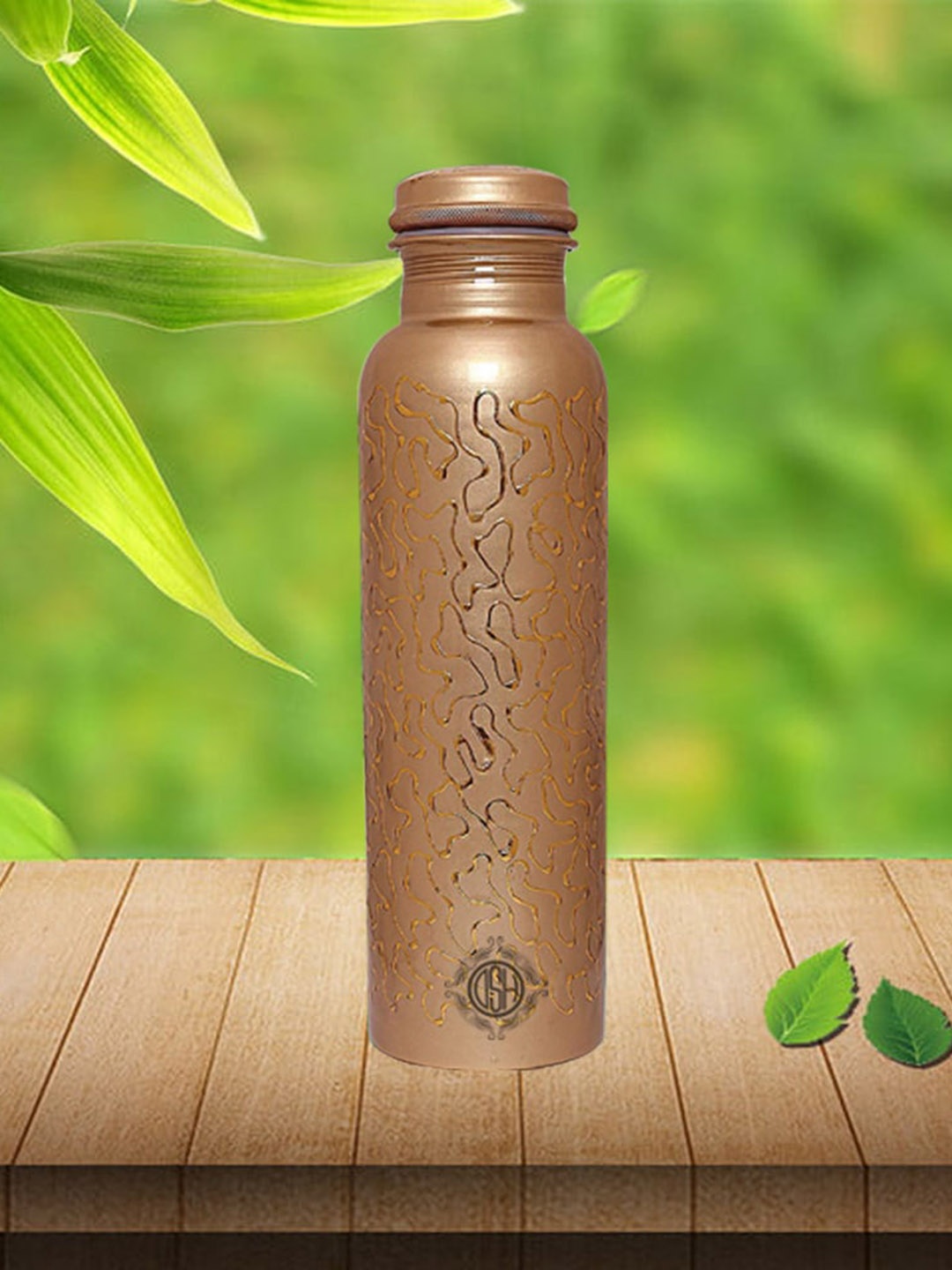 

DSH Crafting Your Curiosity Copper Toned Water Bottle With Glasses 950 ML, Gold