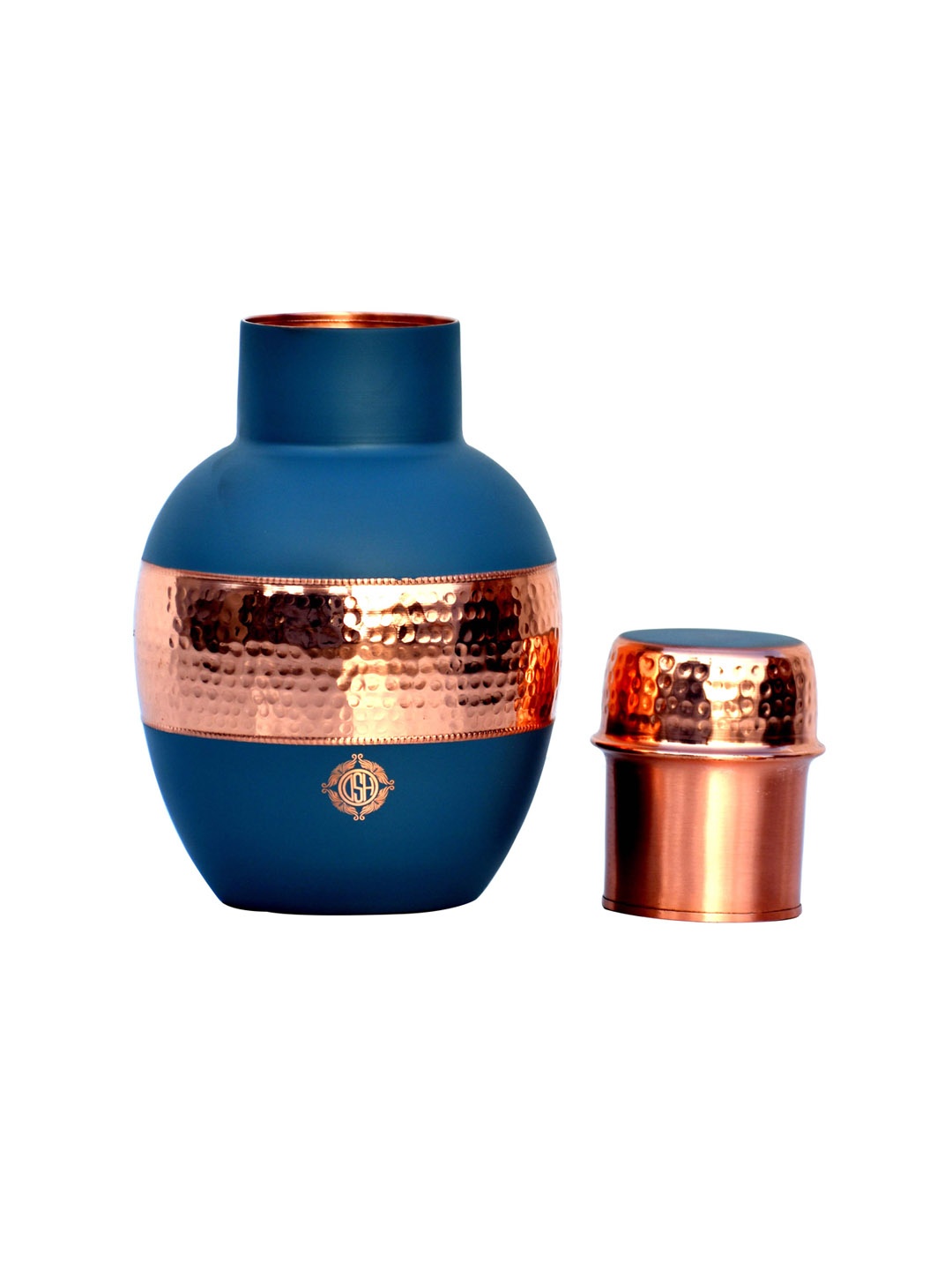 

DSH Crafting Your Curiosity Blue & Brown Colourblocked Apple Pot Copper Water Bottle 1.5L