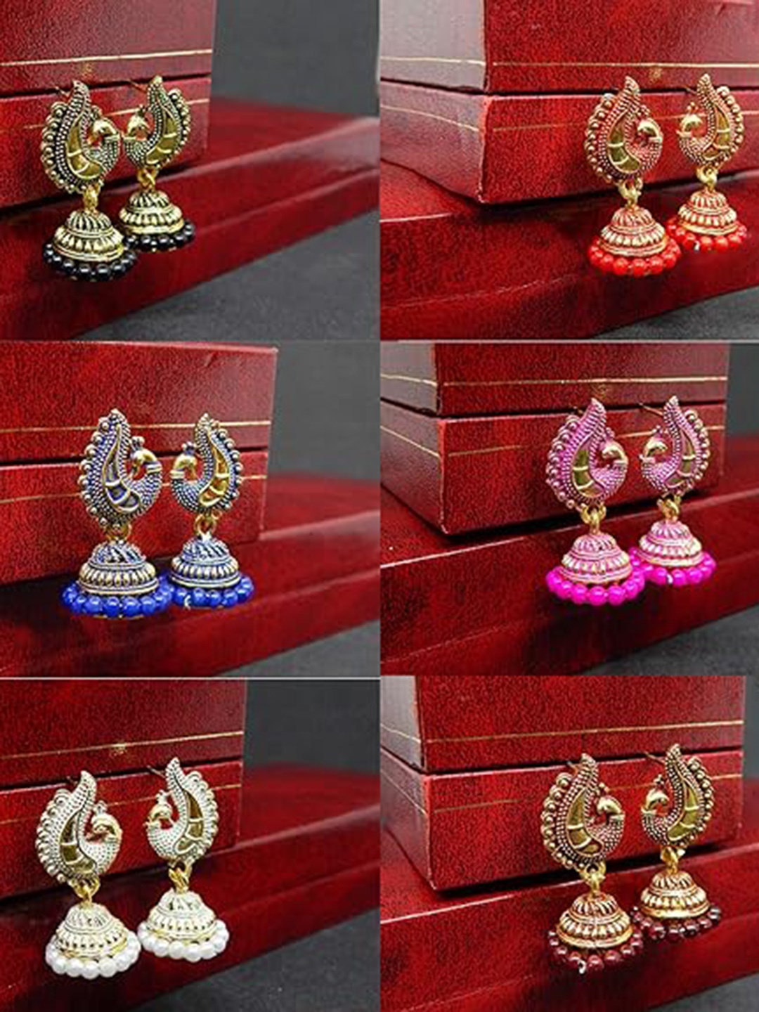 

MEENAZ Set of 6 Gold Plated Stainless Steel Jhumkas