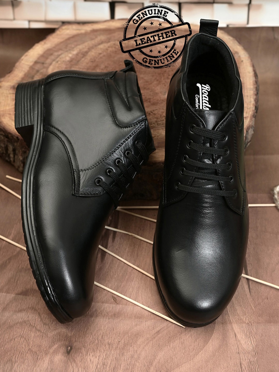 

The Roadster Lifestyle Co. Men Black Mid-Top Biker Boots