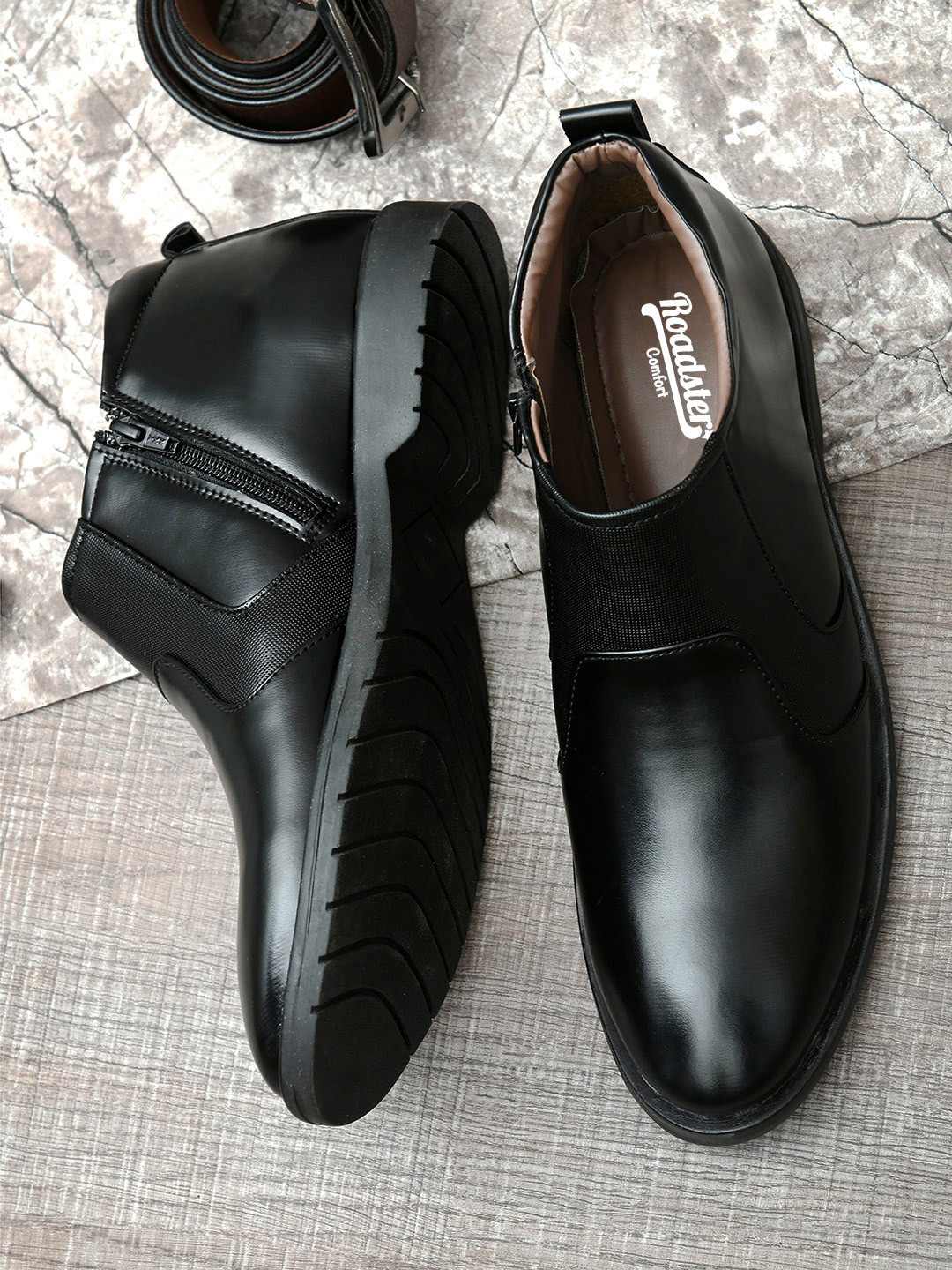 

The Roadster Lifestyle Co. Men Black Mid-Top Regular Boots