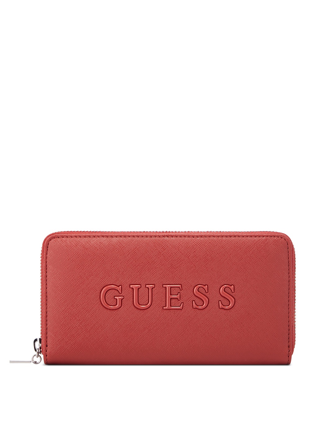 

GUESS Women Brand Logo Textured Zip Around Wallet, Rust