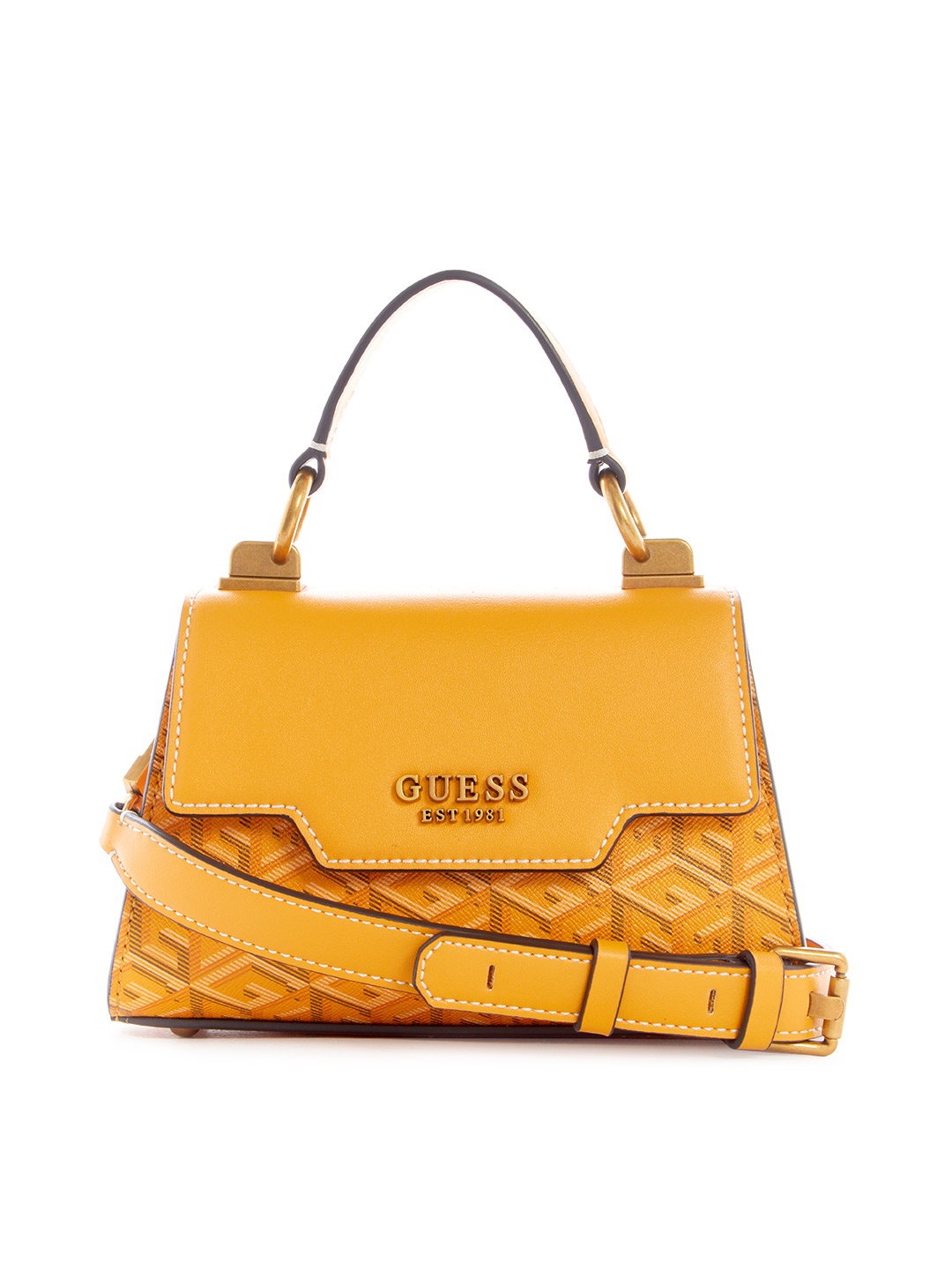 

GUESS Printed Structured Satchel, Yellow