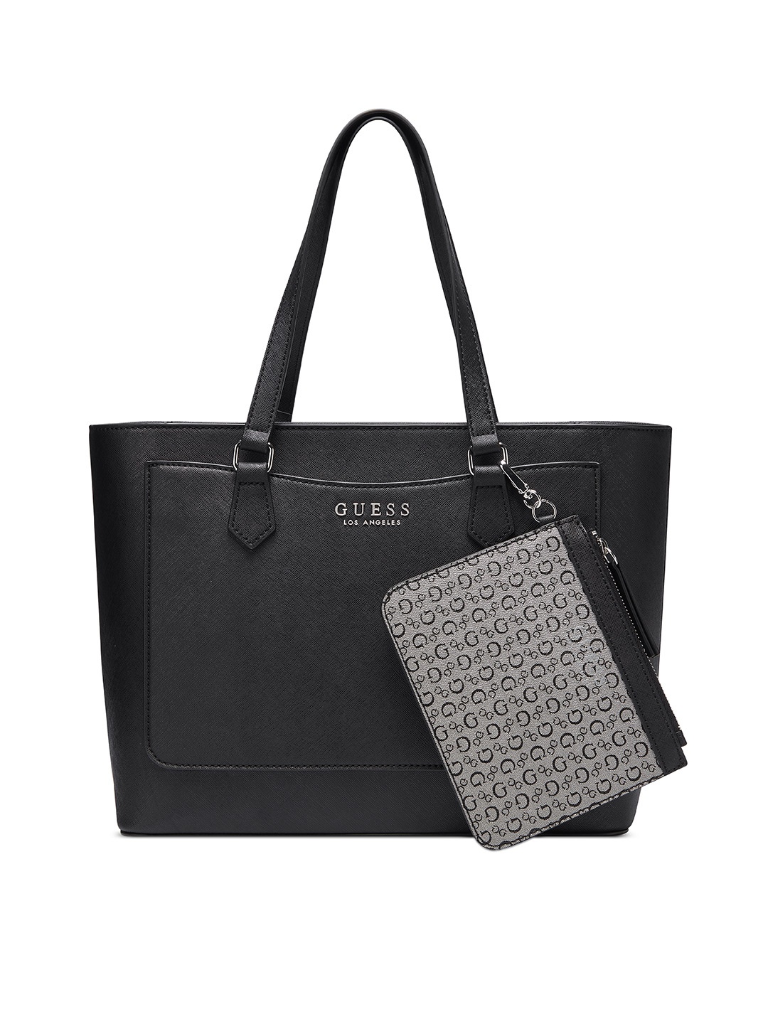 

GUESS Textured Structured Shoulder Bag with Pouch, Black