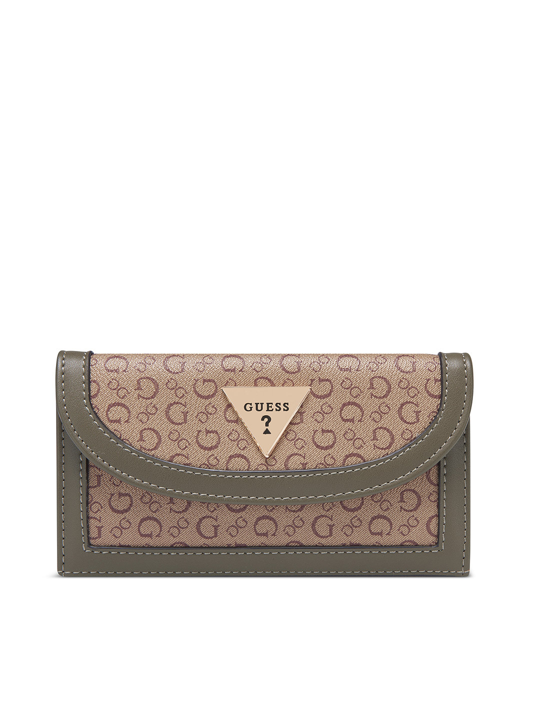 

GUESS Women Brand Logo Printed Three Fold Wallet, Brown