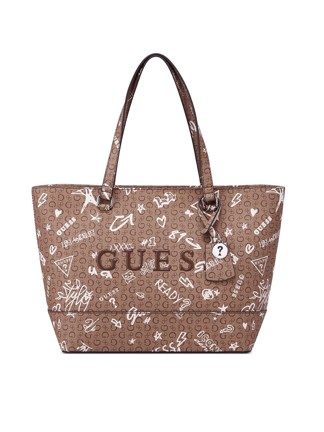 

GUESS Printed Structured Tote Bag, Brown