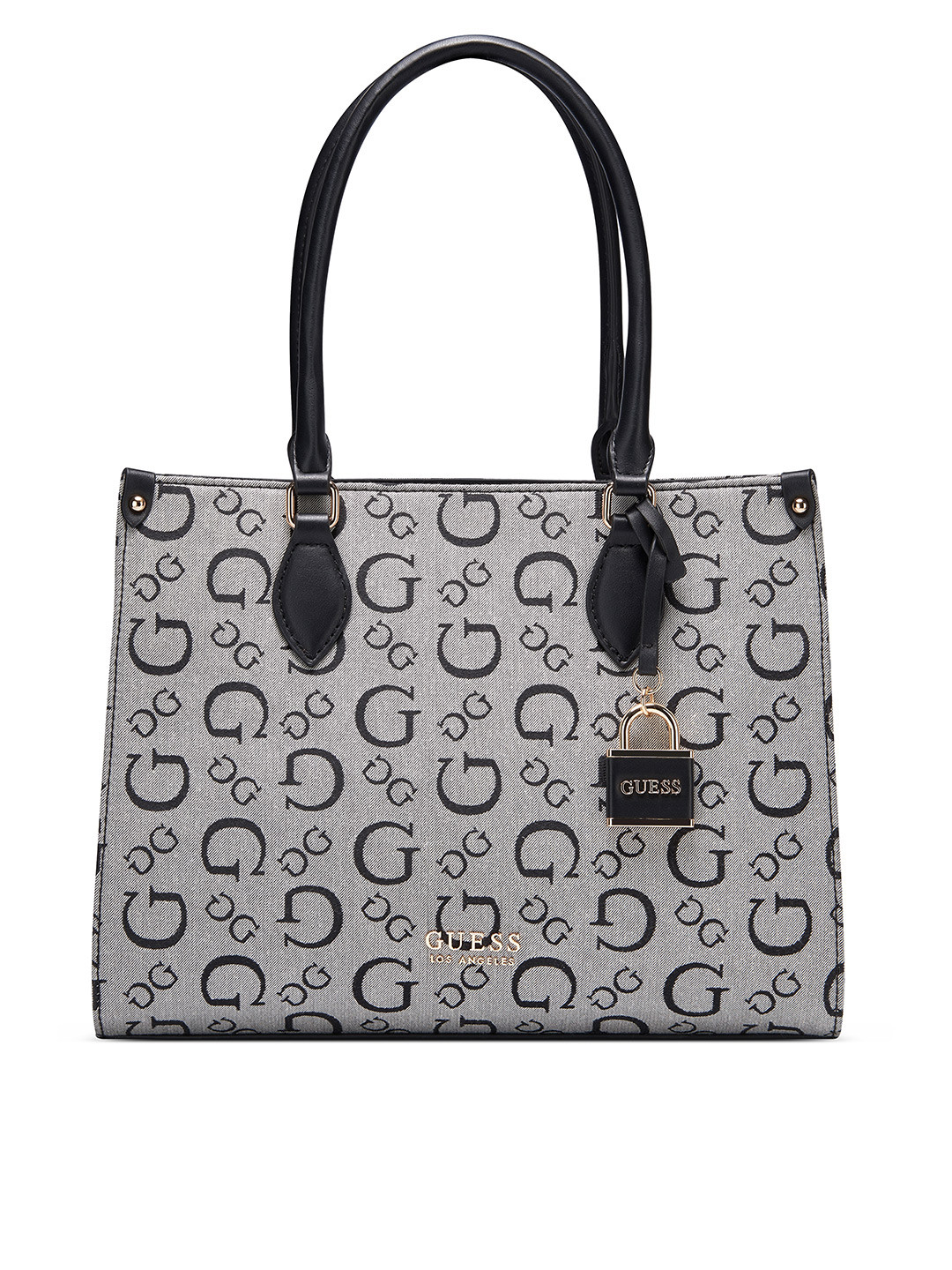 

GUESS Brand Logo Woven Design Structured Shoulder Bag, Grey