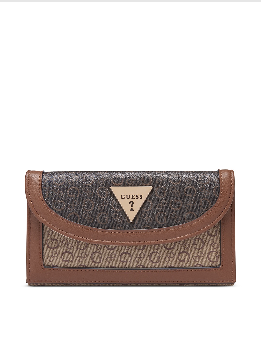 

GUESS Women Brand Logo Printed Three Fold Wallet, Brown