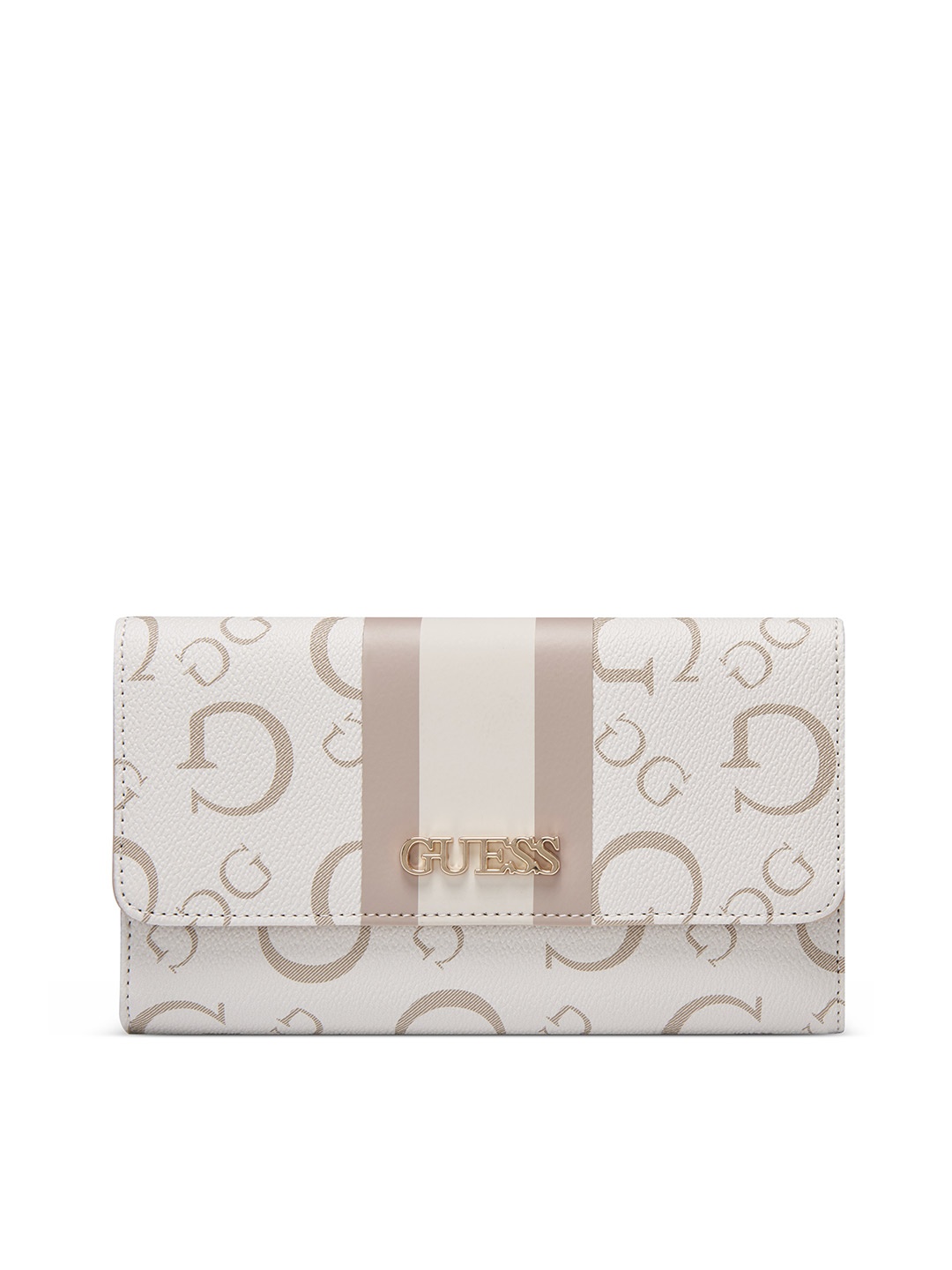 

GUESS Women Brand Logo Printed Three Fold Wallet, White