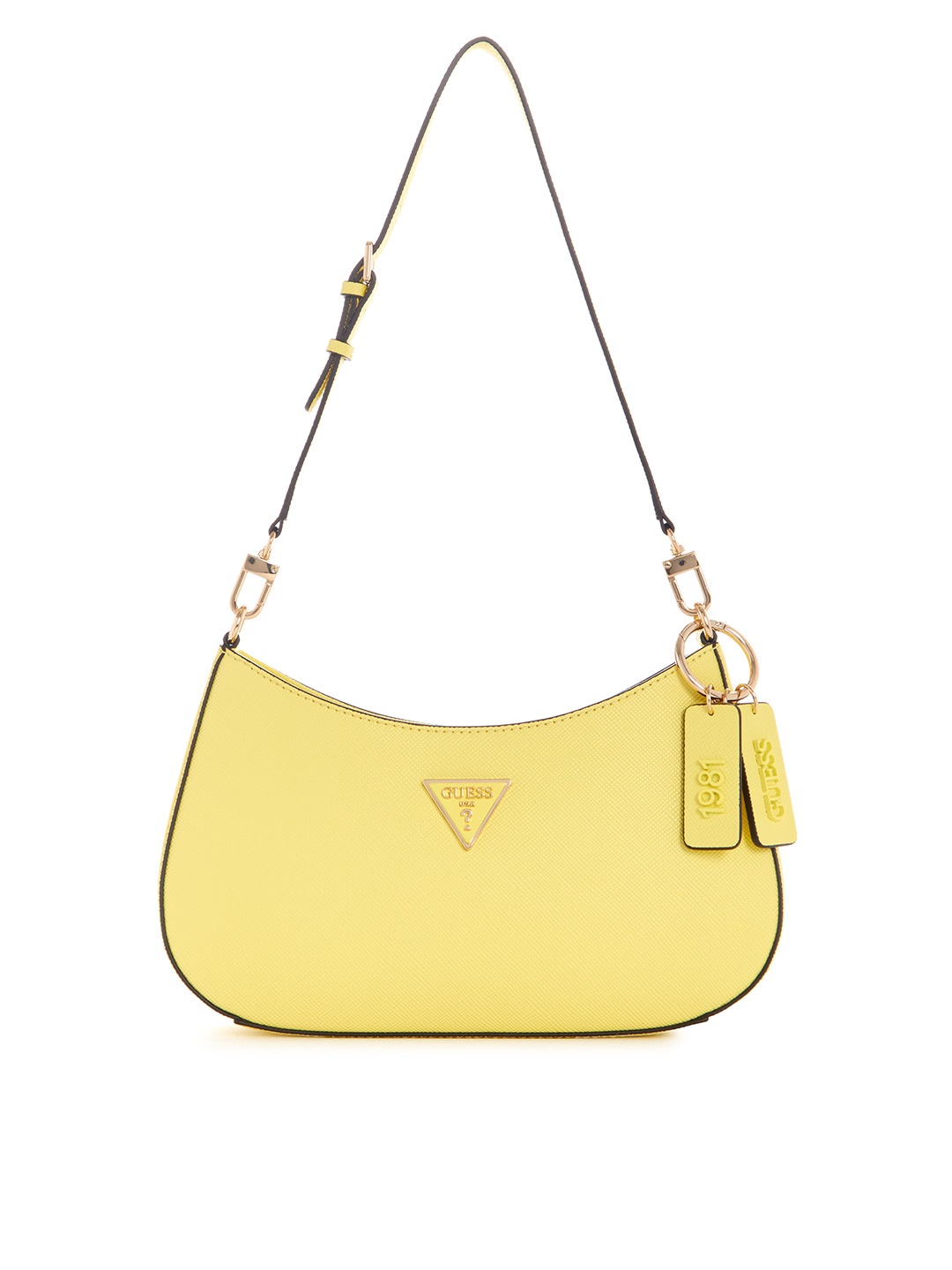 

GUESS Structured Shoulder Bag with Detachable Strap, Yellow