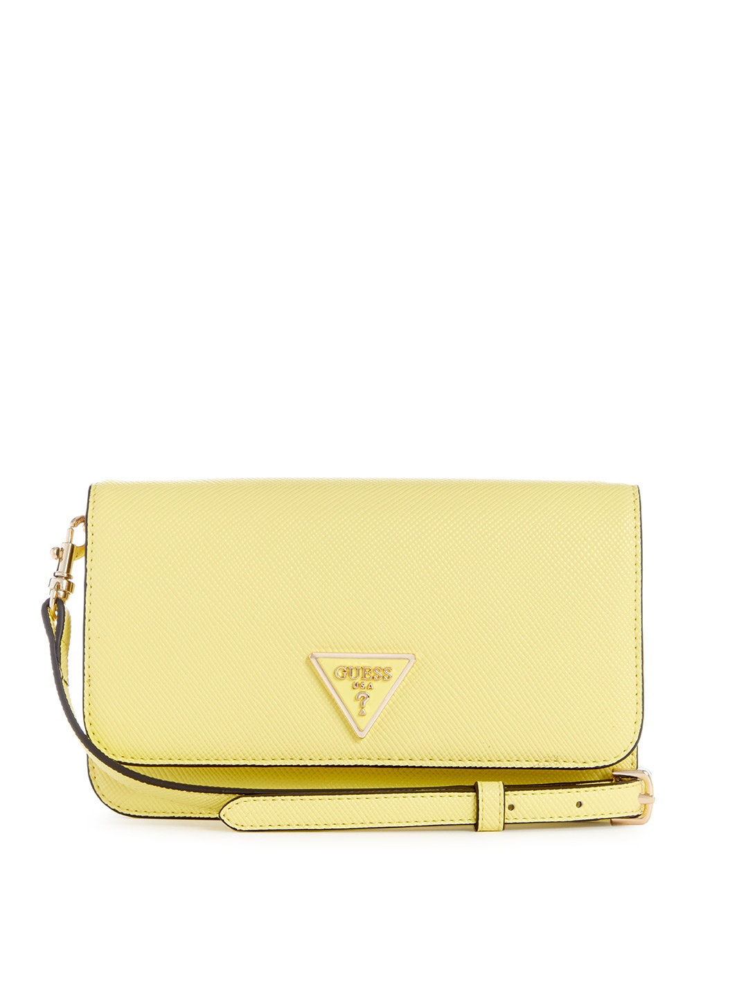 

GUESS Women Two Fold Wallet with Sling Strap, Yellow