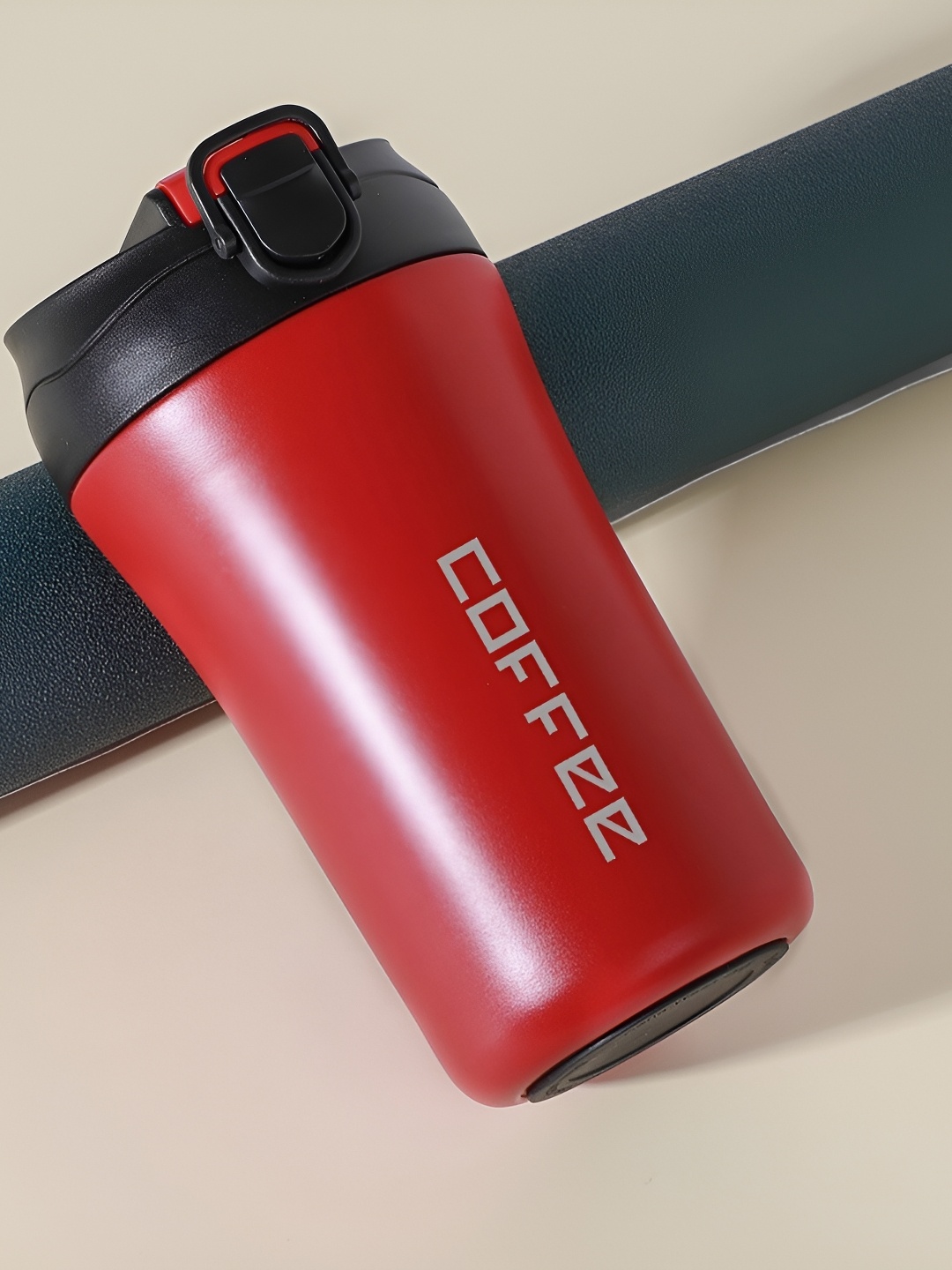 

Wosta Red & Black Stainless Steel Core Solid Matte Coffee mug 400ML