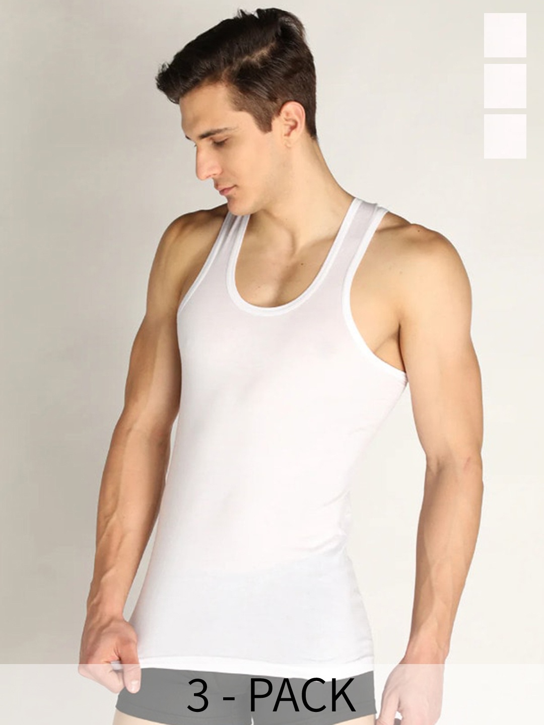 

INDIAN THREADS Pack of 3 Cotton Innerwear Vests, White