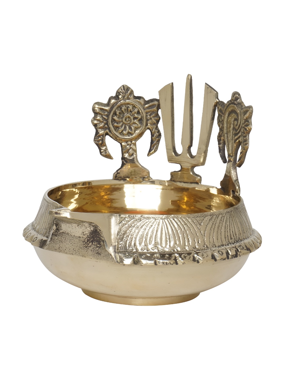

Bhimonee Decor Aarti Gold Toned Shanku Chakra Diya Pooja Essentials 330 gm