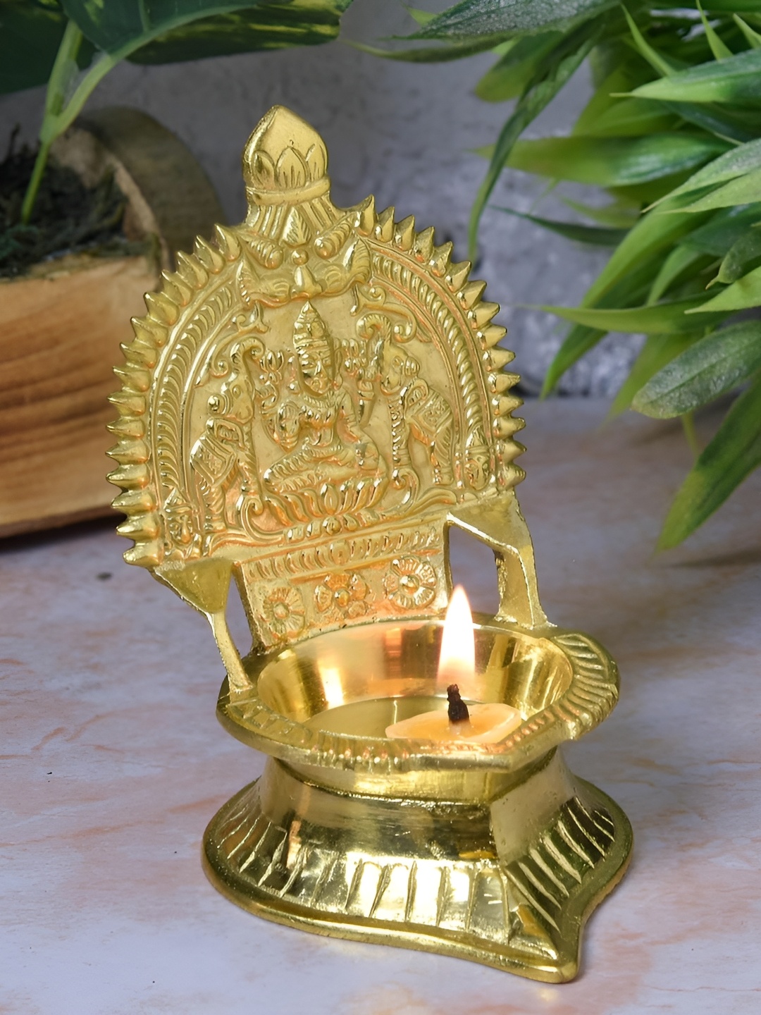 

Bhimonee Decor Gold Toned Pure Brass Laxmi Diya Pooja Essentials, Yellow