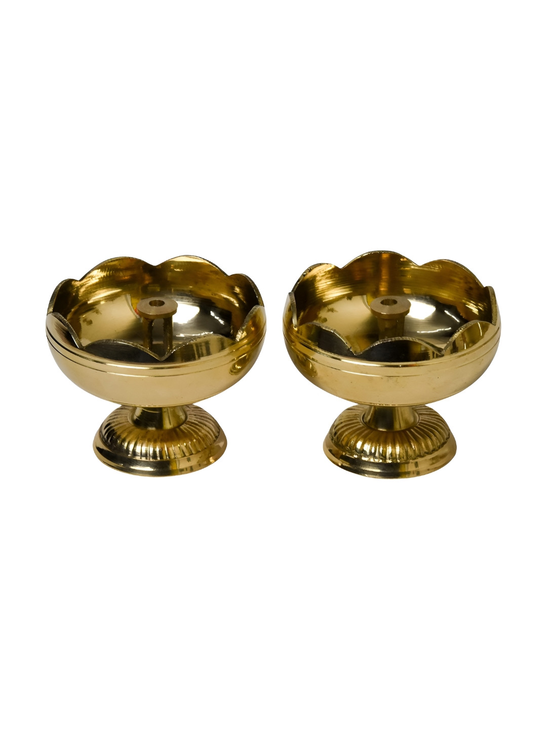 

Bhimonee Decor Gold Toned 2 Pieces Pure Brass Tamatar Nanda Table Diya Pooja Essentials