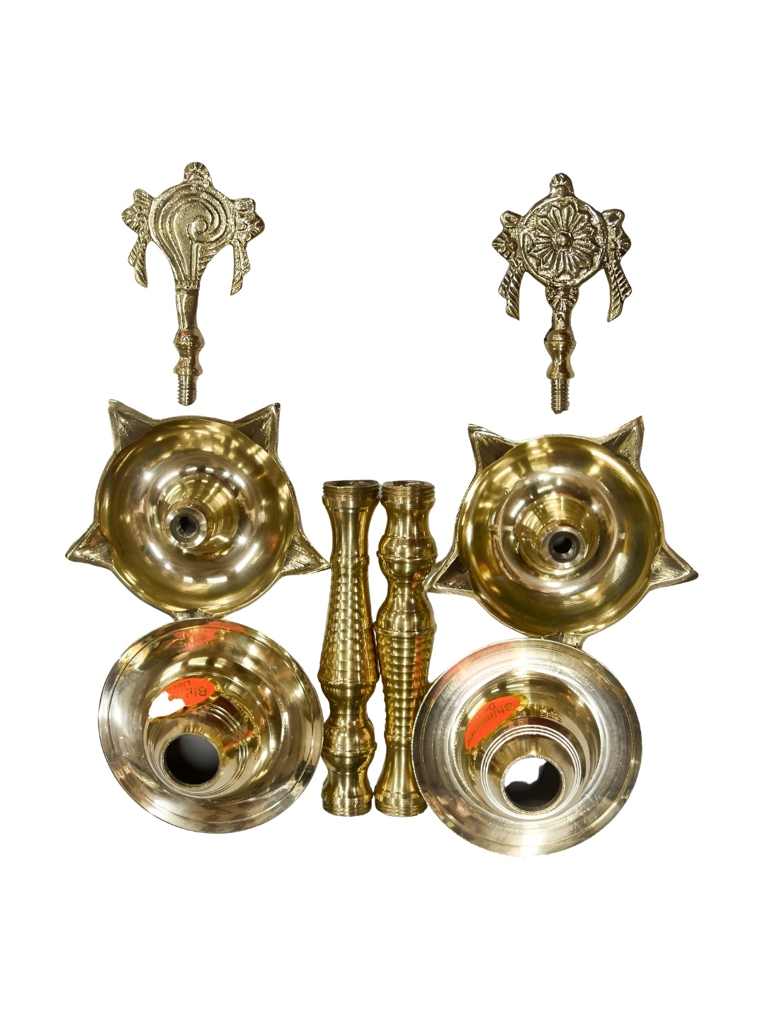 

Bhimonee Decor Gold Toned 2 Pieces Pure Brass Shanku Chakra Diya Pooja Essentials