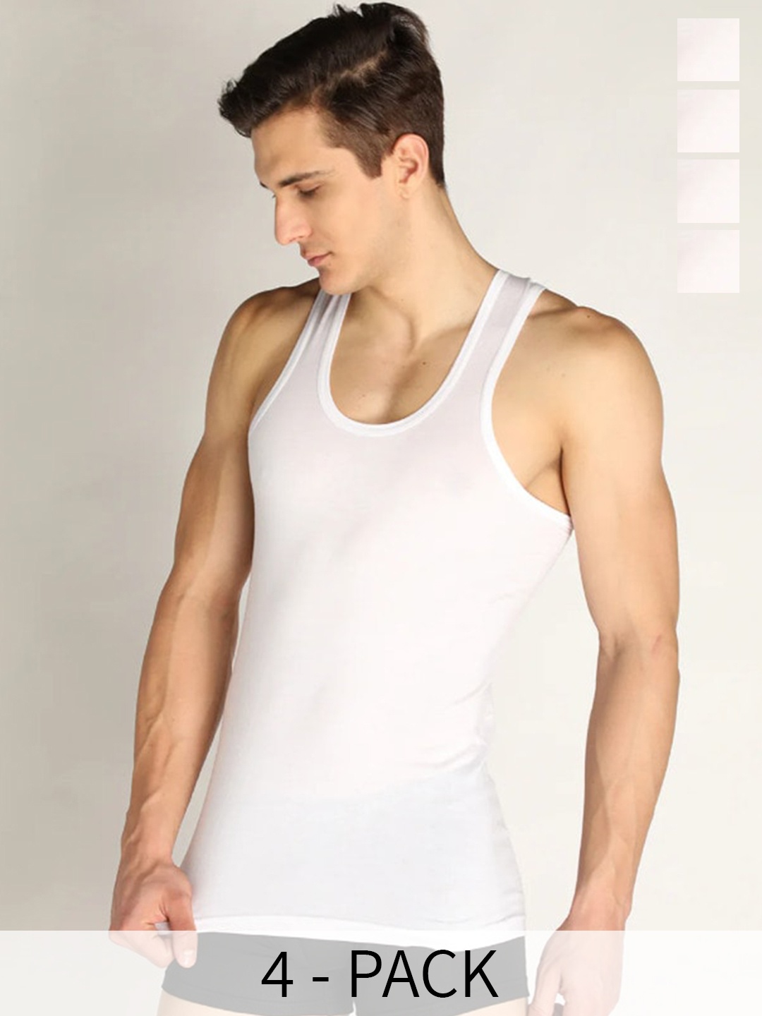 

INDIAN THREADS Pack of 4 Cotton Innerwear Vests, White