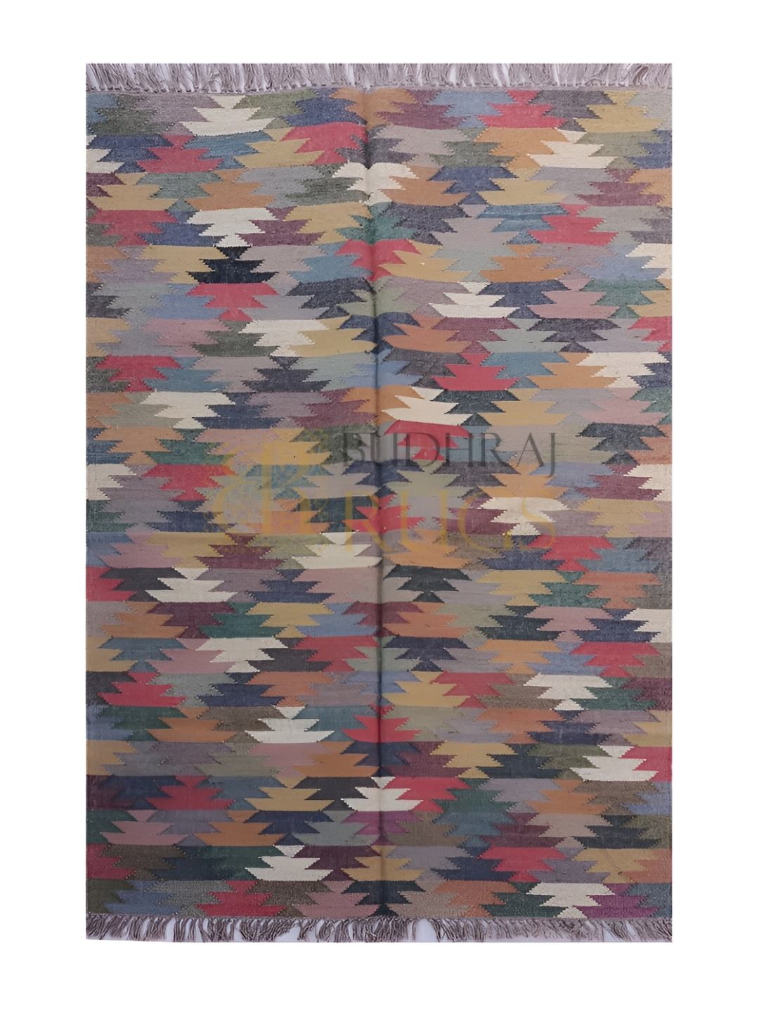 

Budhrajrugs Maroon & Grey Geometric Reversible Rectangle Dhurrie