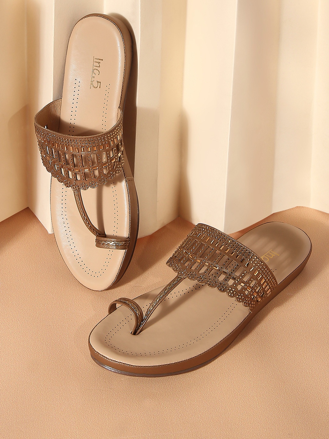 

Inc 5 Embellished Ethnic Wedge Heels, Gold