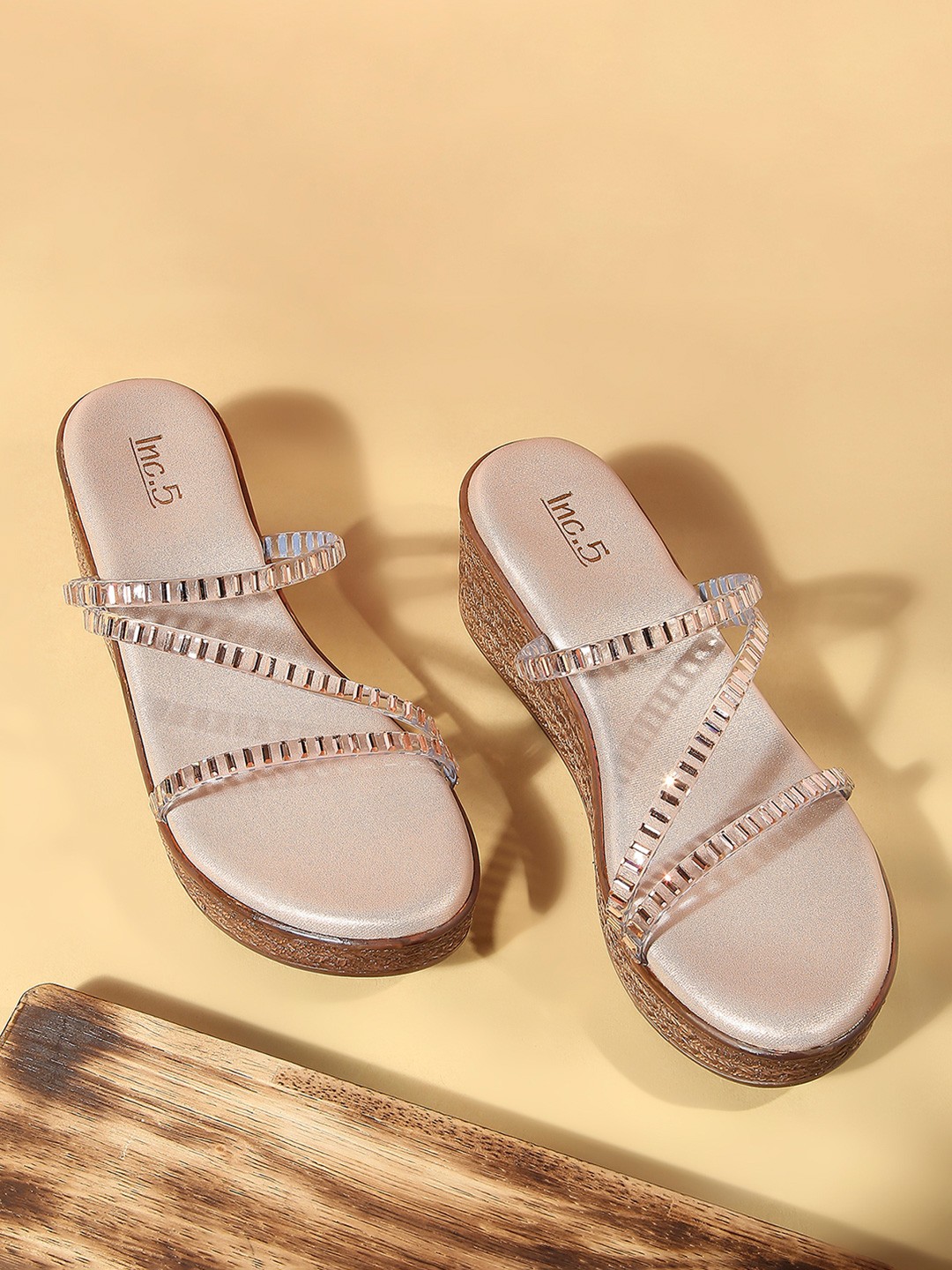 

Inc 5 Ethnic Embellished Wedge Heels, Rose gold