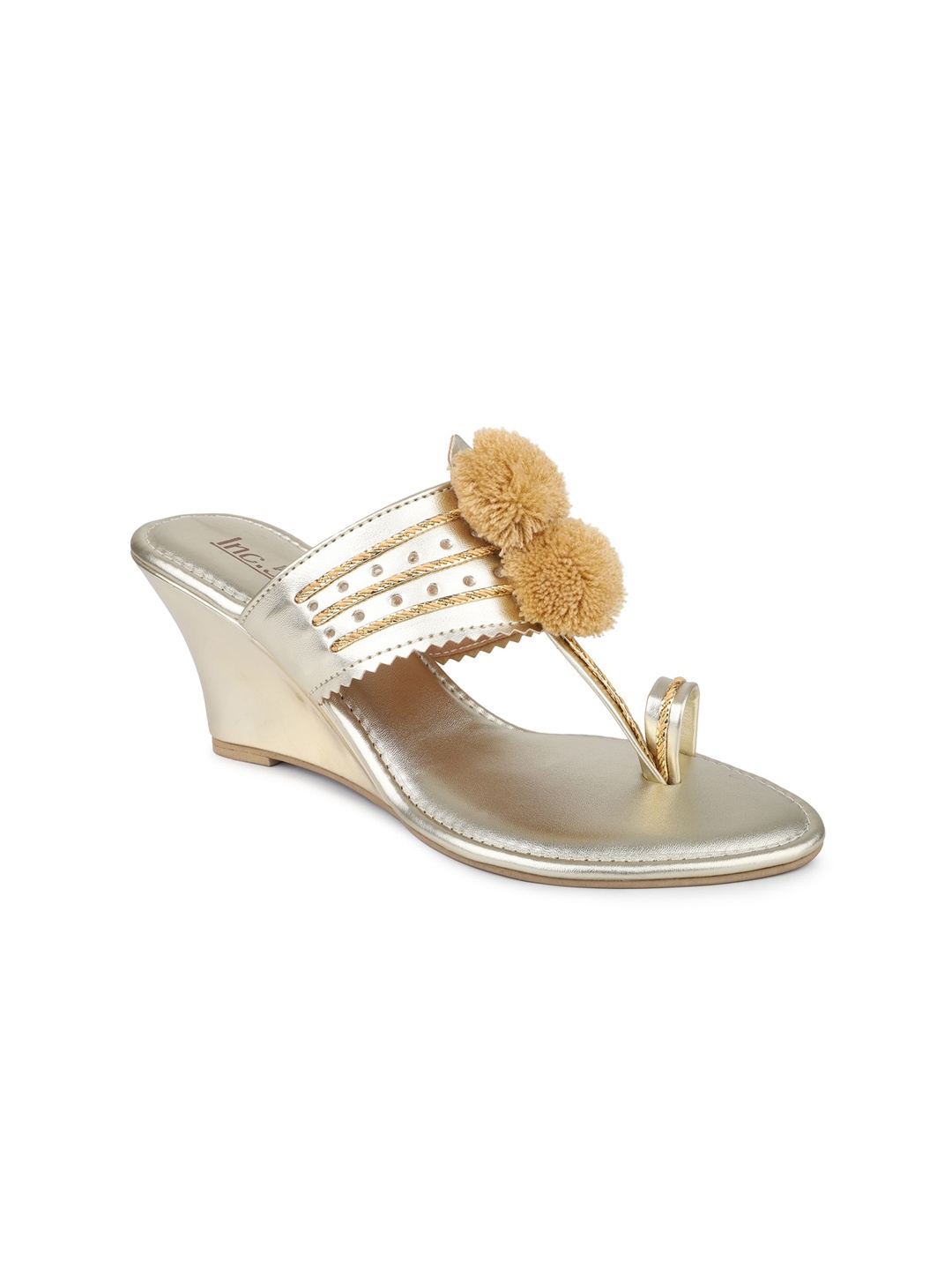 

Inc 5 Embellished Ethnic Wedge Heels, Gold