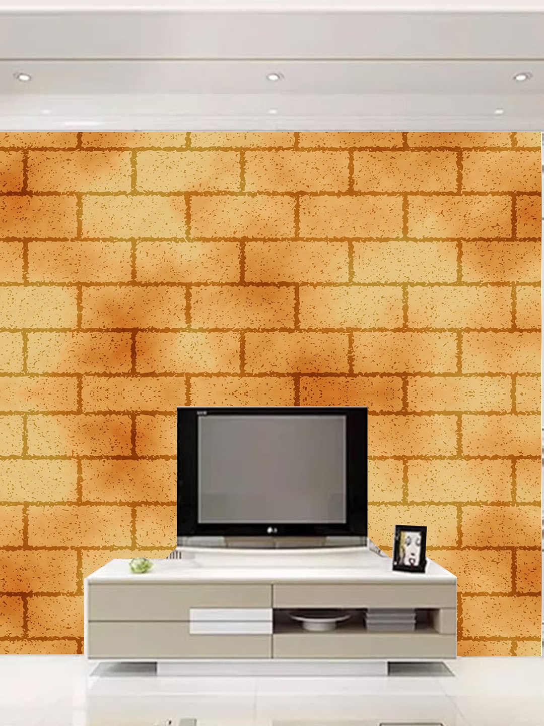 

KSHIRSA Yellow Abstract Brick Self Adhesive Removable Waterproof Wallpaper