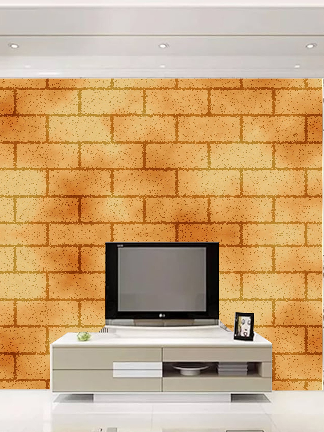 

KSHIRSA Brown & Beige Brick Printed Self Adhesive Removable Waterproof Wallpaper