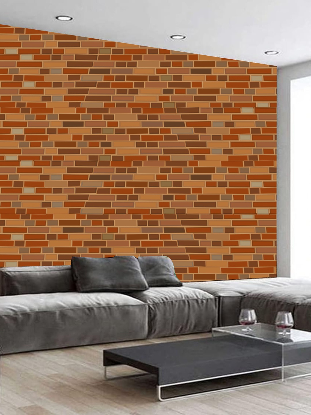 

KSHIRSA Brown Brick Printed Self Adhesive Removable Waterproof Wallpaper