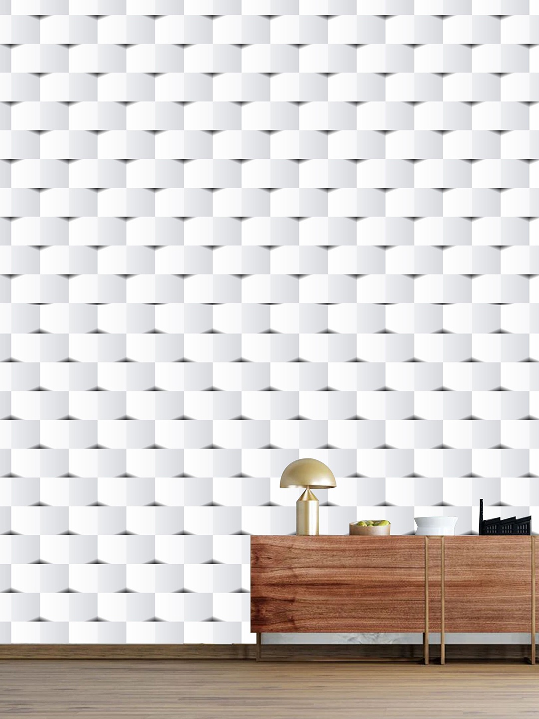 

KSHIRSA White Abstract Brick Self Adhesive Removable Waterproof Wallpaper