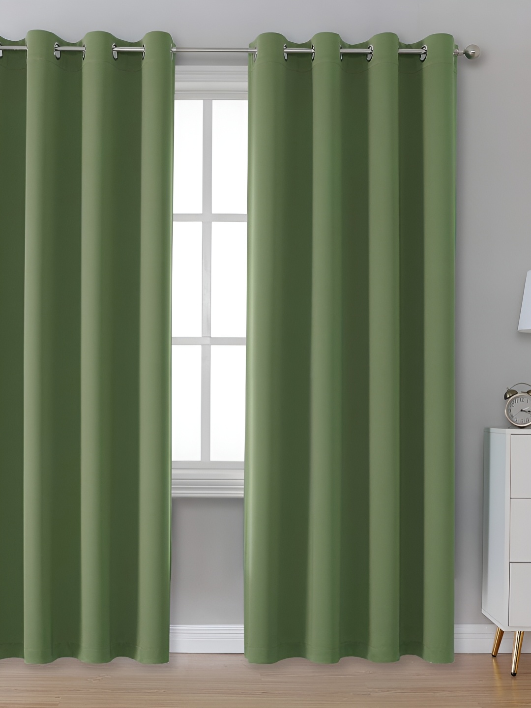 

stuffique Green 2 Pieces Black Out Long Door Curtains