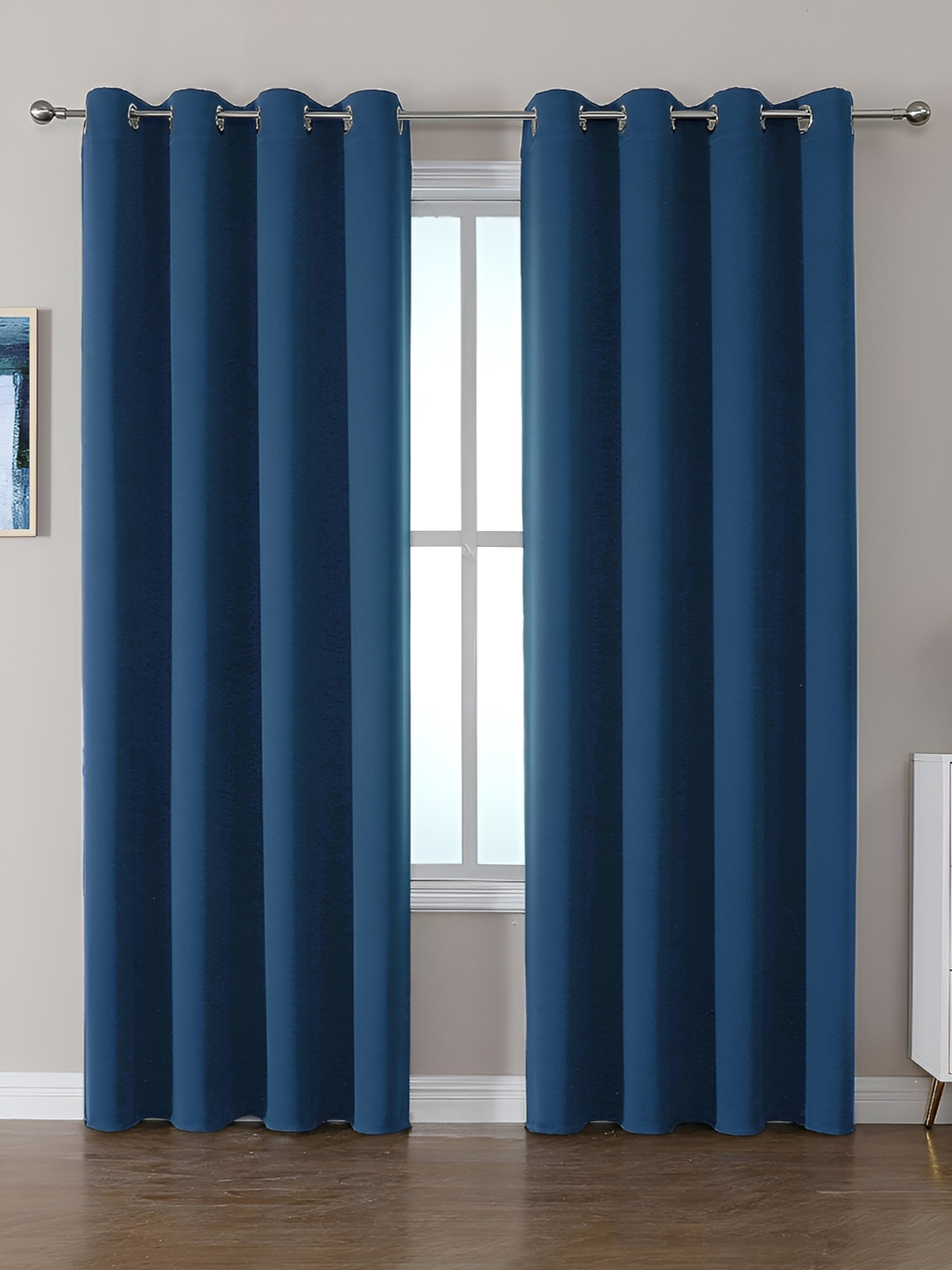 

stuffique Blue 2 Pieces Black Out Window Curtains