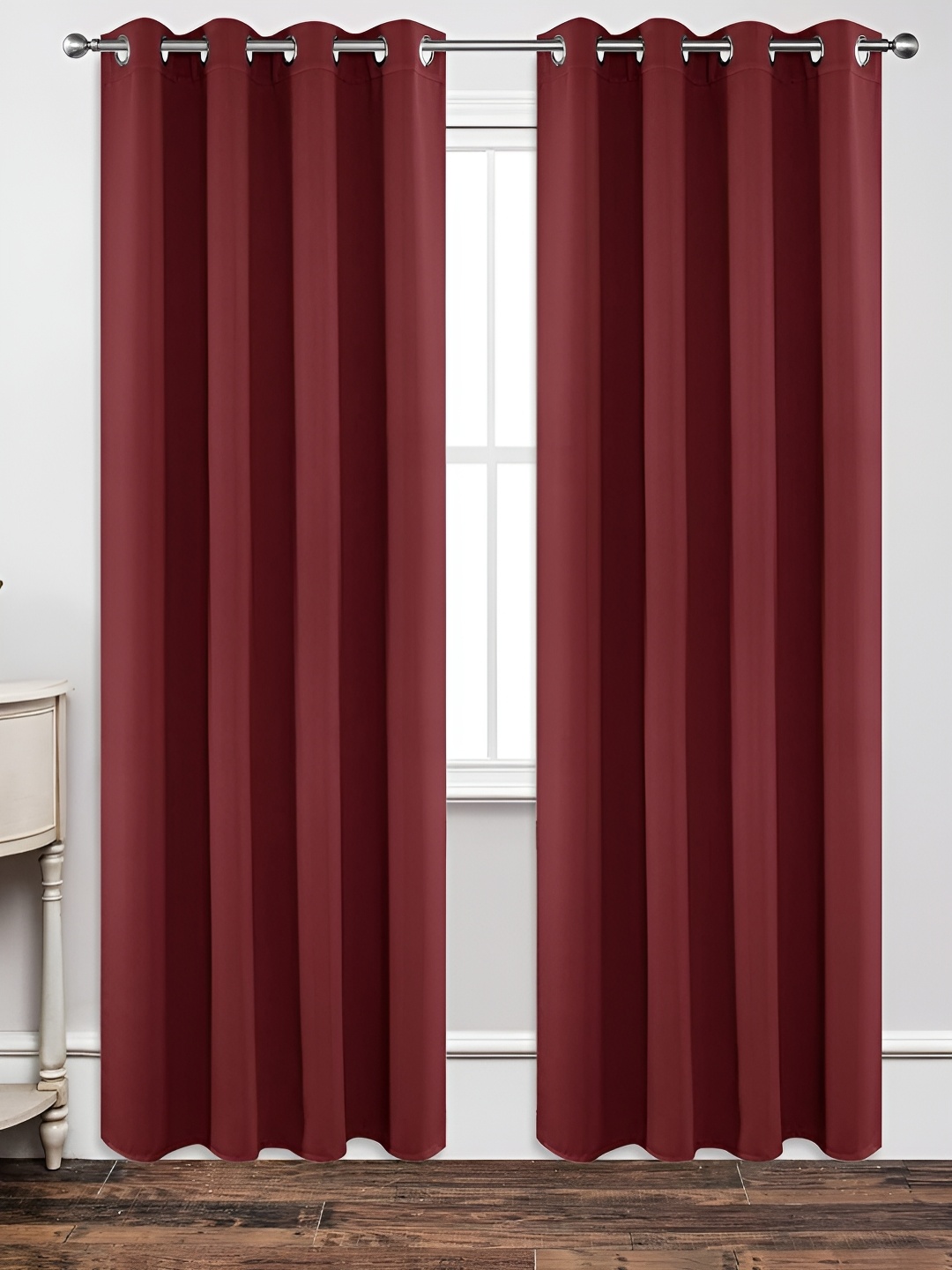 

stuffique Maroon 2 Pieces Black Out Long Door Curtains