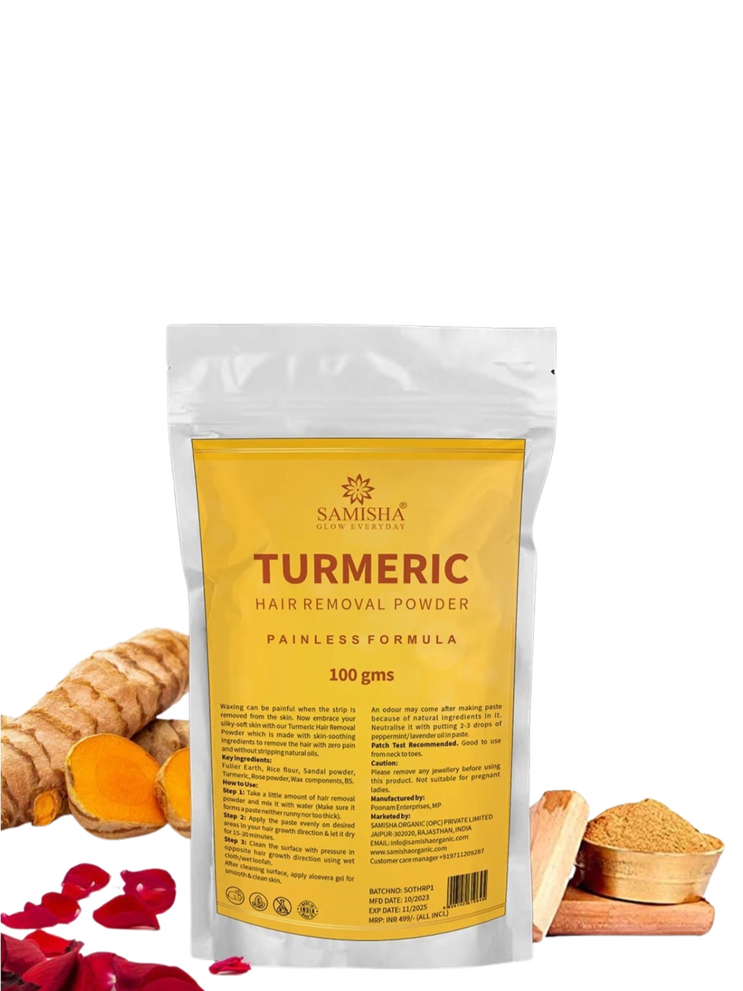 

SAMISHA Turmeric Painless Hair Removal Powder - 100g, Multi