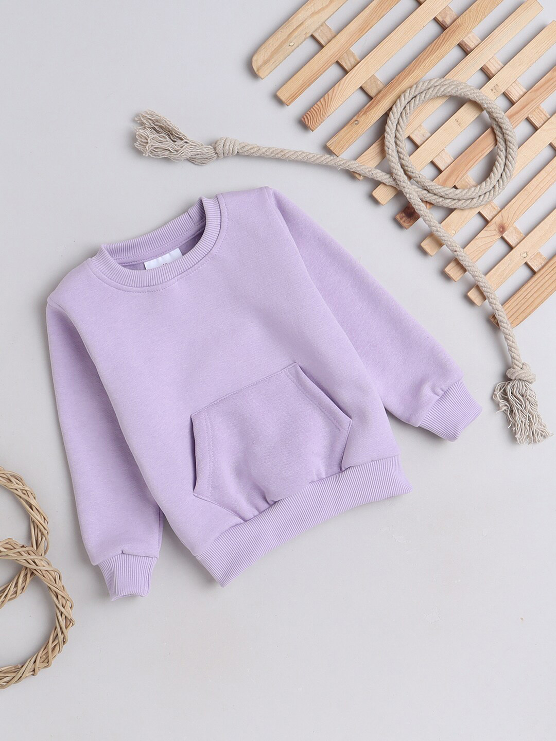 

Knitting Doodles Kids Long Sleeve Fleece Pullover Sweatshirt, Purple