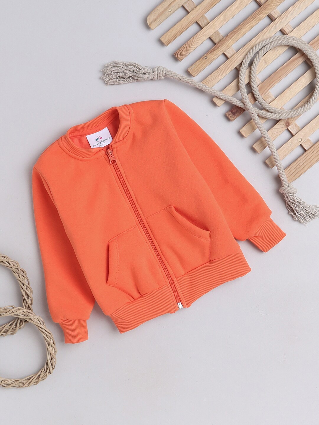 

Knitting Doodles Kids Fleece Sweatshirt, Orange