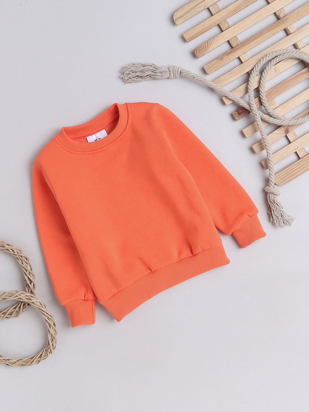 

Knitting Doodles Kids Round Neck Fleece Pullover, Orange