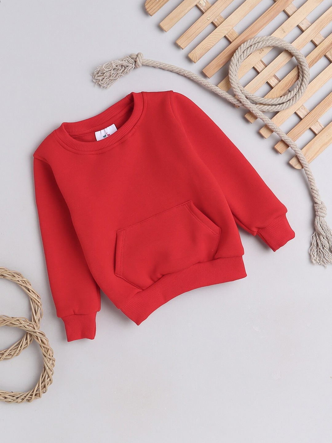 

Knitting Doodles Kids Long Sleeves Fleece Pullover Sweatshirt, Red